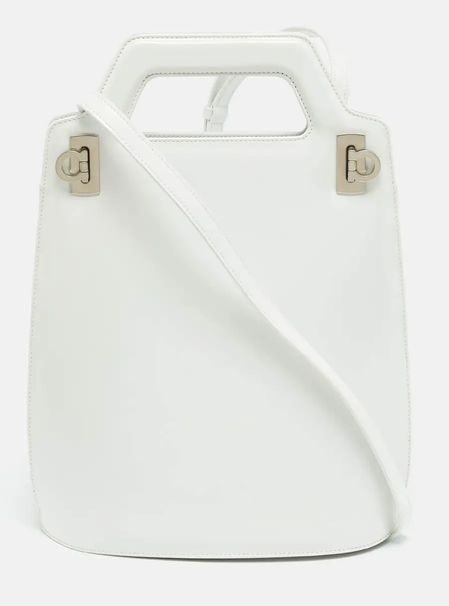 Salvatore Ferragamo Wanda White Leather Tote