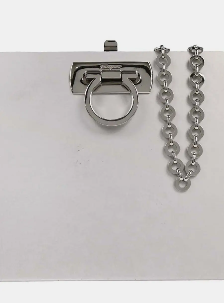 Salvatore Ferragamo Silver Aluminum Gancini Shoulder Bag