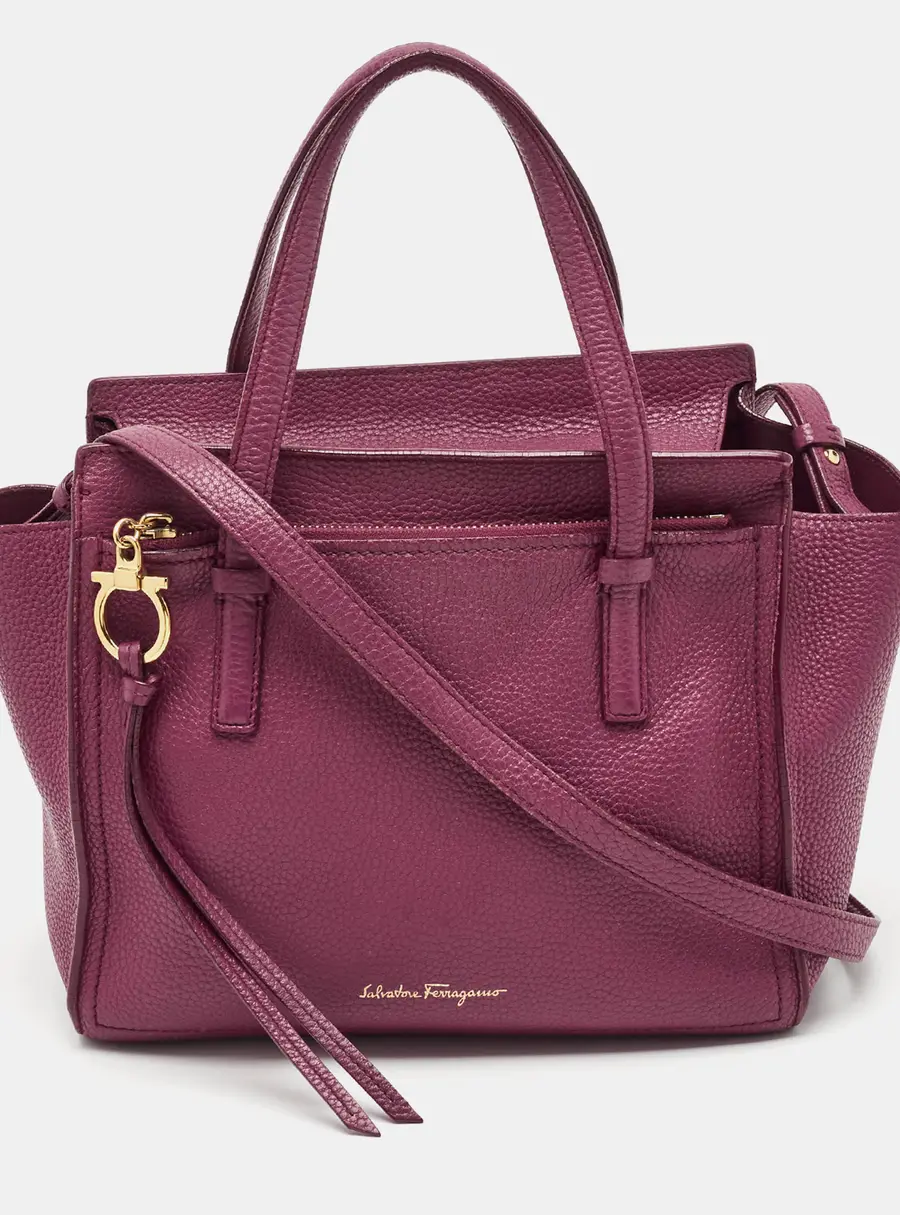 Salvatore Ferragamo Amy Small Magenta Leather Tote