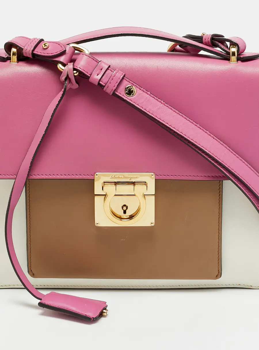 Salvatore Ferragamo Marisol Small Tricolor Leather Shoulder Bag