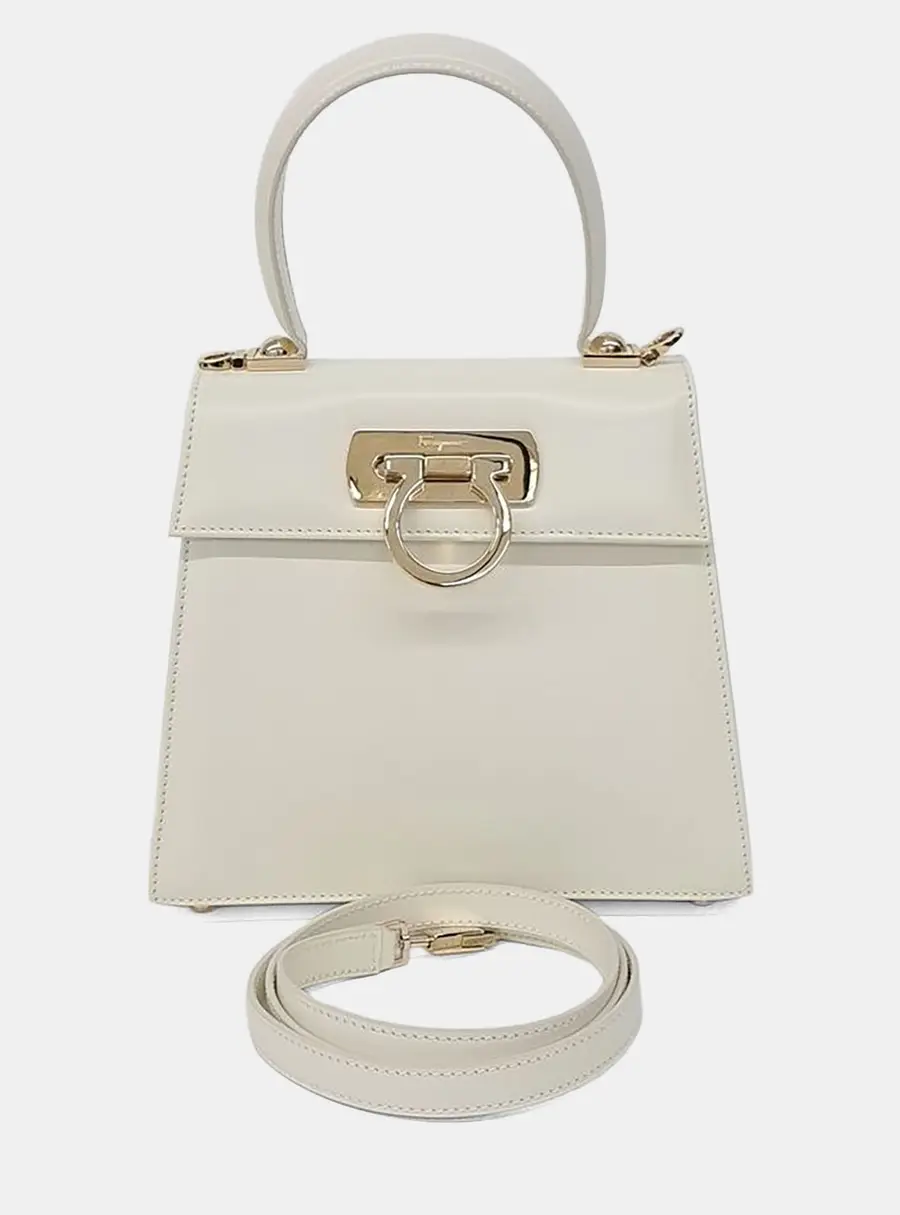 Salvatore Ferragamo White Leather Kelly Bag Small