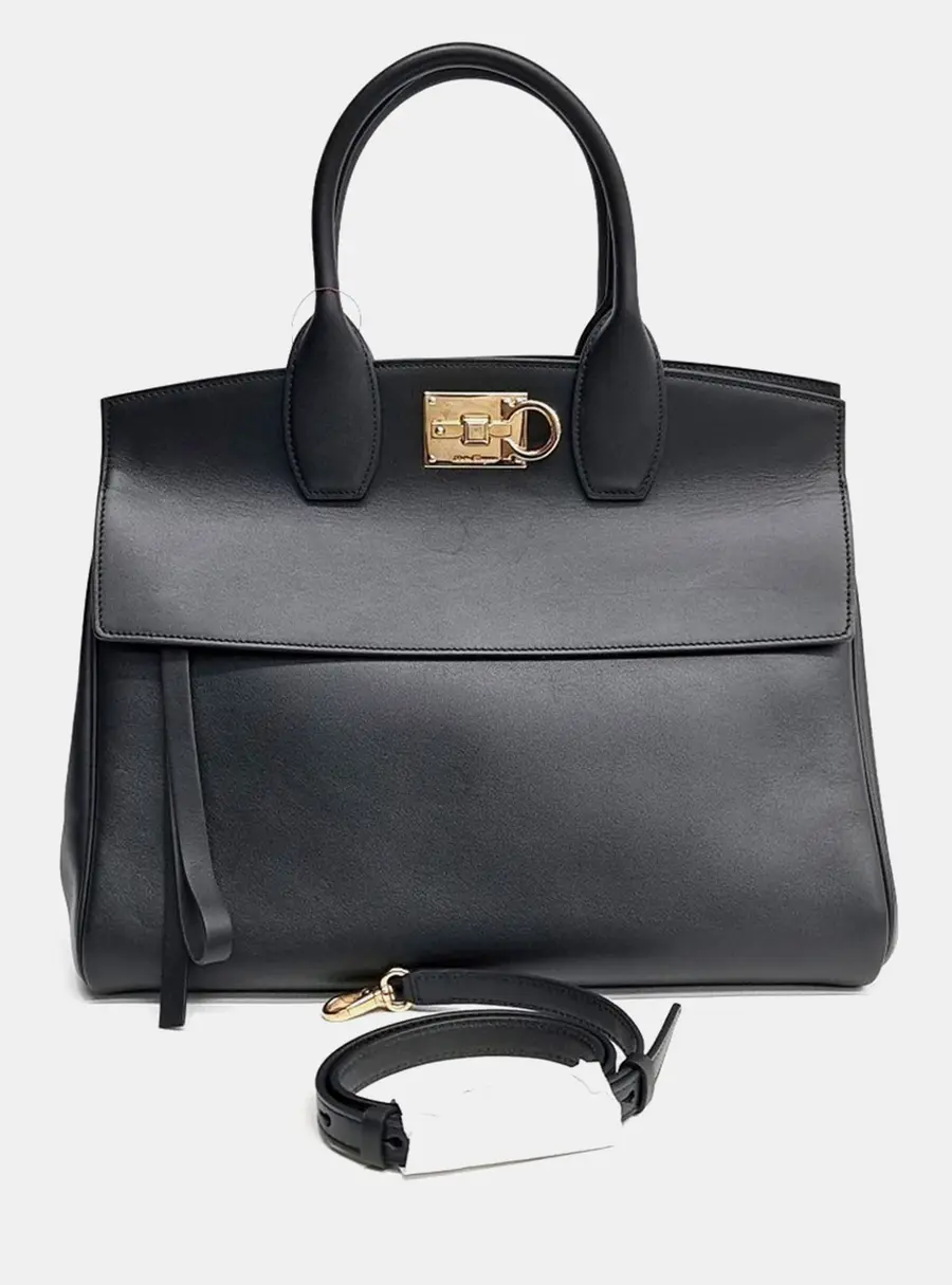 Salvatore Ferragamo Black Leather Studio Bag