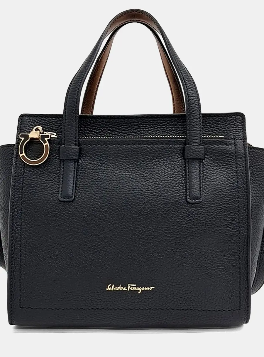 Ferragamo Amy Small Black Leather Shoulder Bag