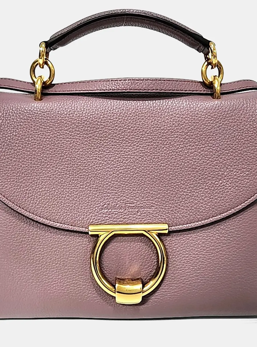 Salvatore Ferragamo Gancini Margot Medium Pink Leather Top Handle Bag