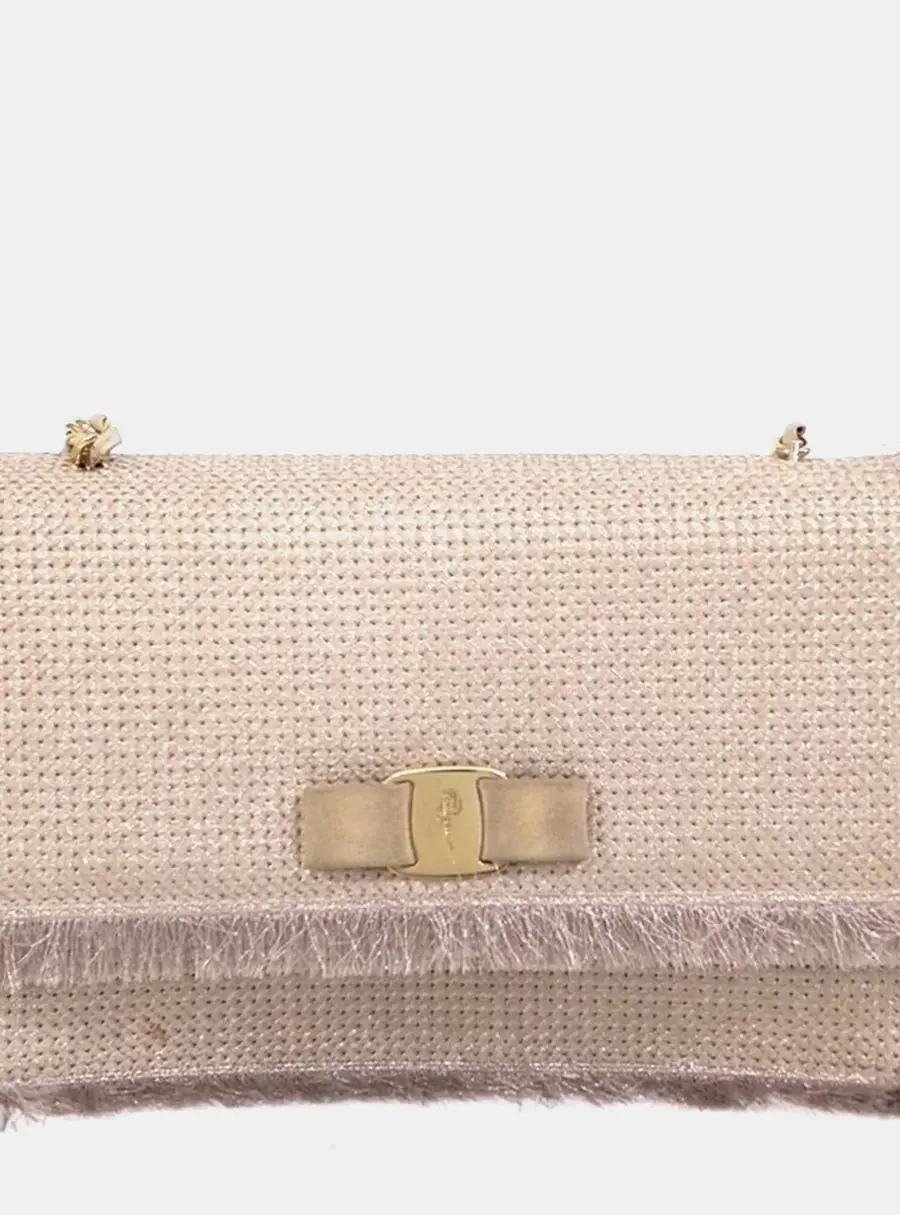 Salvatore Ferragamo Beige Canvas Genie Crossbody Bag