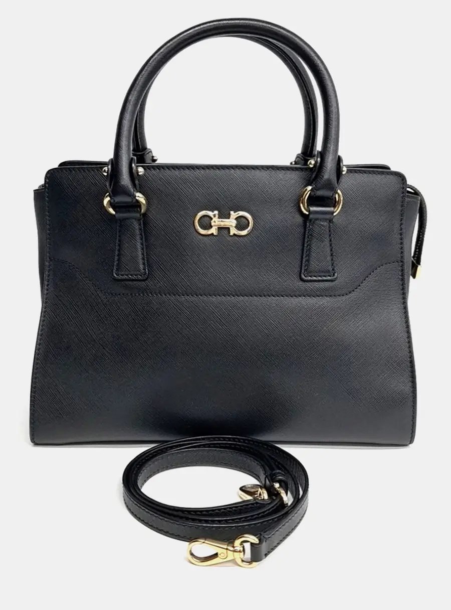 Salvatore Ferragamo Black Leather Becky Bag Small