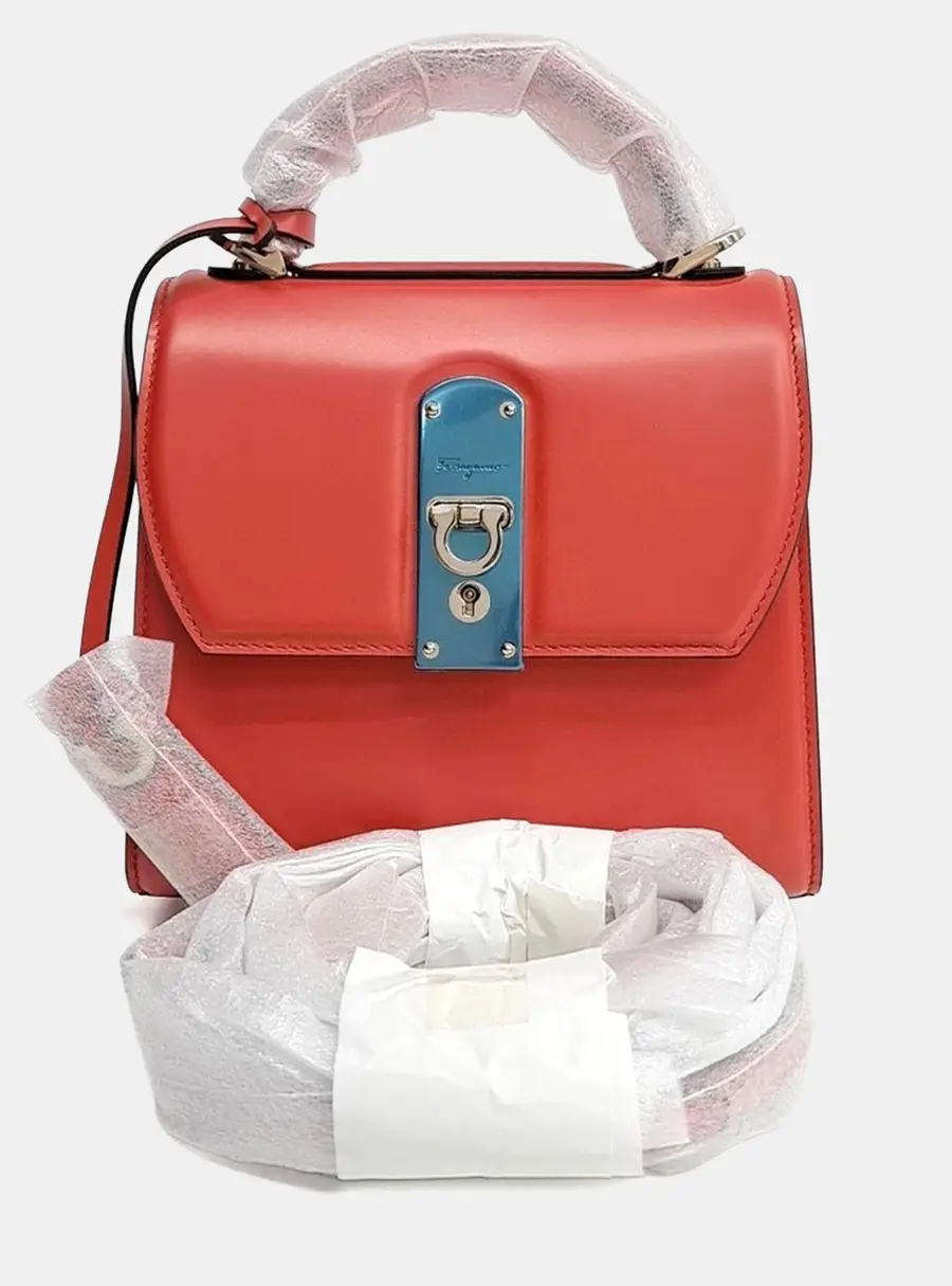 Salvatore Ferragamo Red Leather Boxys Bag Small
