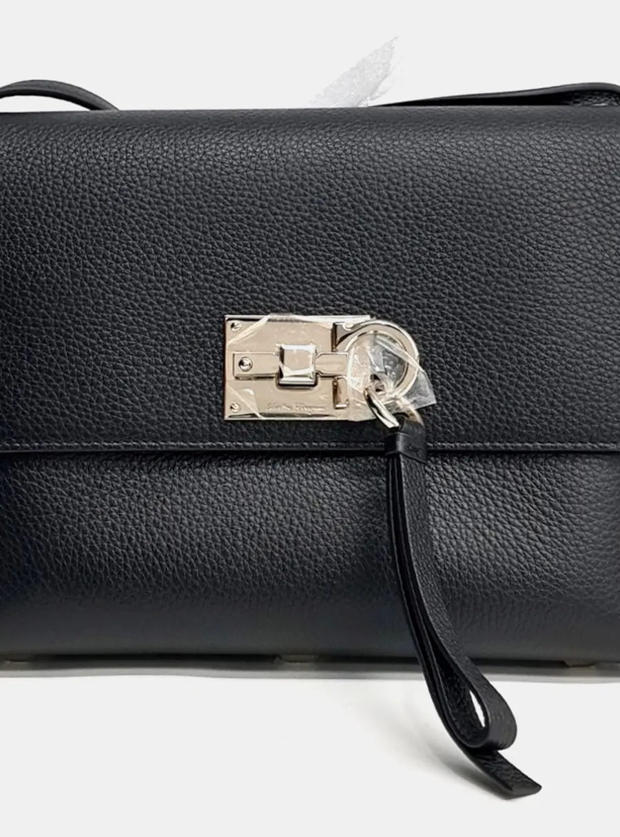 Salvatore Ferragamo Black Leather Studio Shoulder Bag