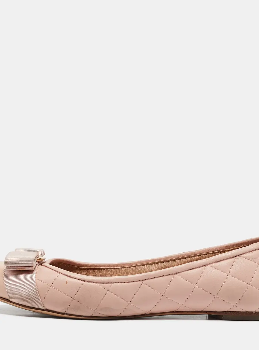 Salvatore Ferragamo Pink Quilted Leather Varina Ballet Flats Size 37