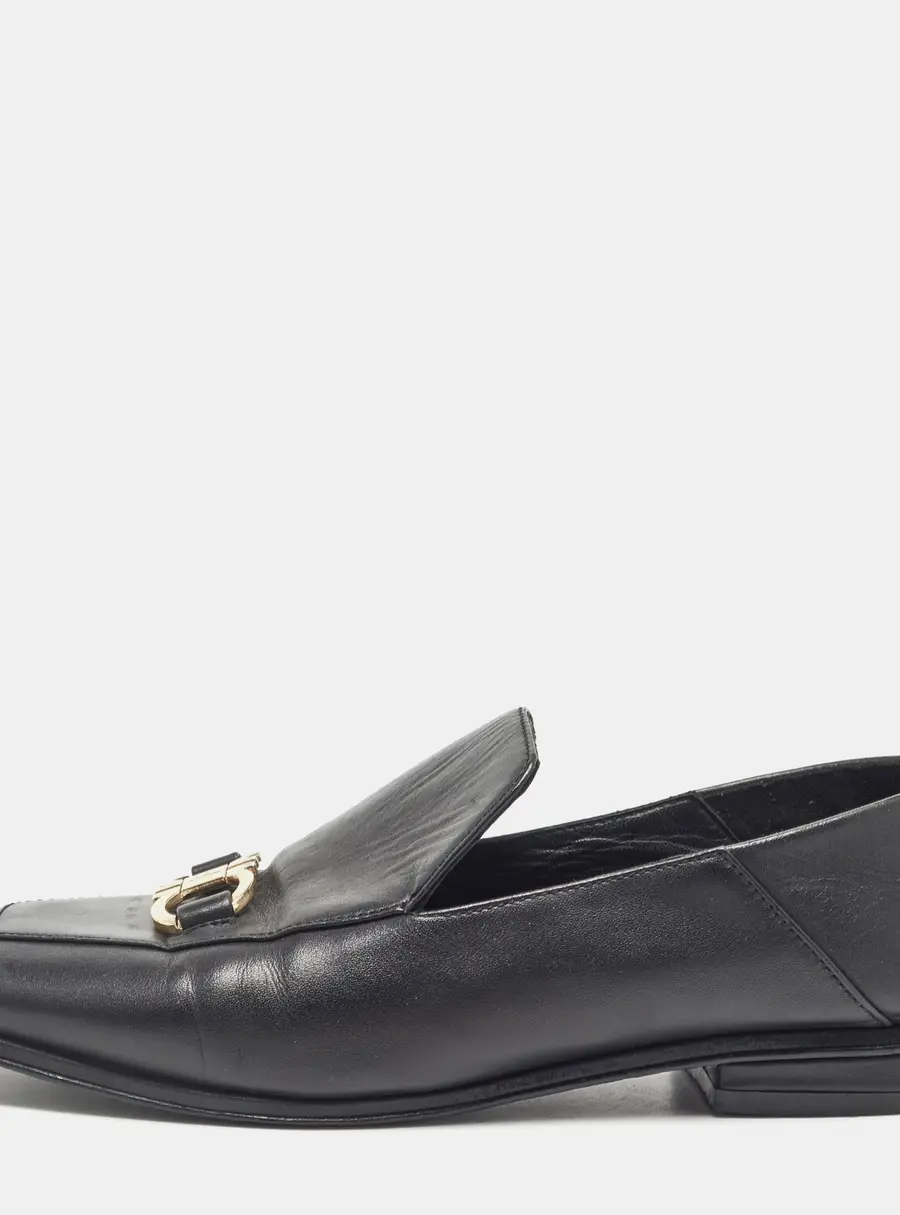 Salvatore Ferragamo Black Leather Cesaro Loafers Size 36.5