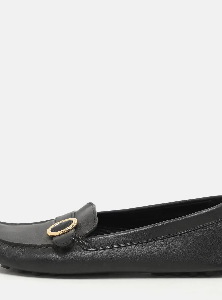 Salvatore Ferragamo Black Leather Buckle Loafers Size 39