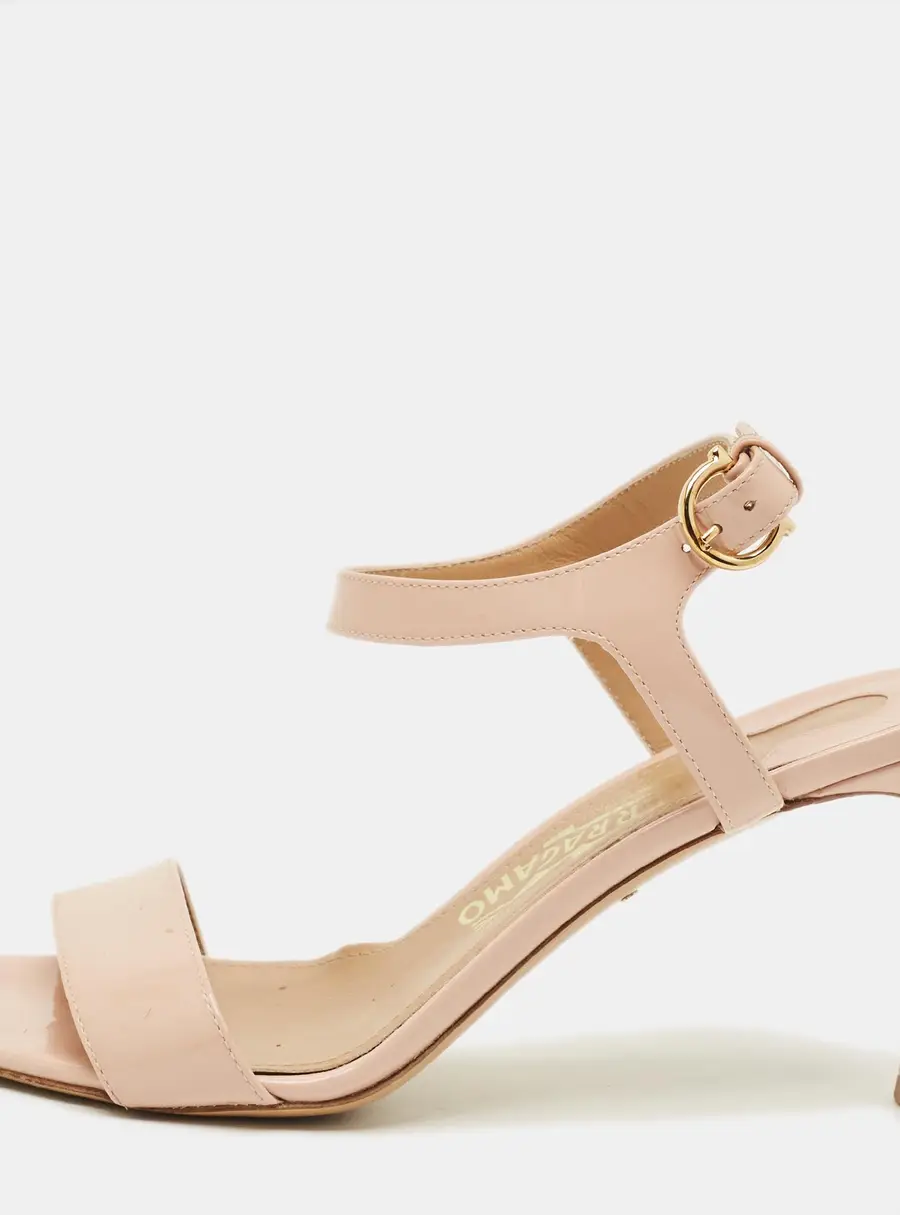 Salvatore Ferragamo Size 36 Beige Patent Leather Ankle Strap Sandals