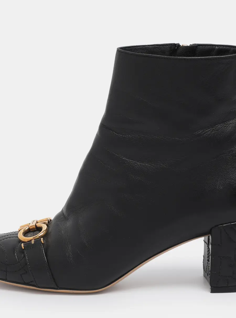 Salvatore Ferragamo Black Leather Lilla Mid Calf Boots Size 36
