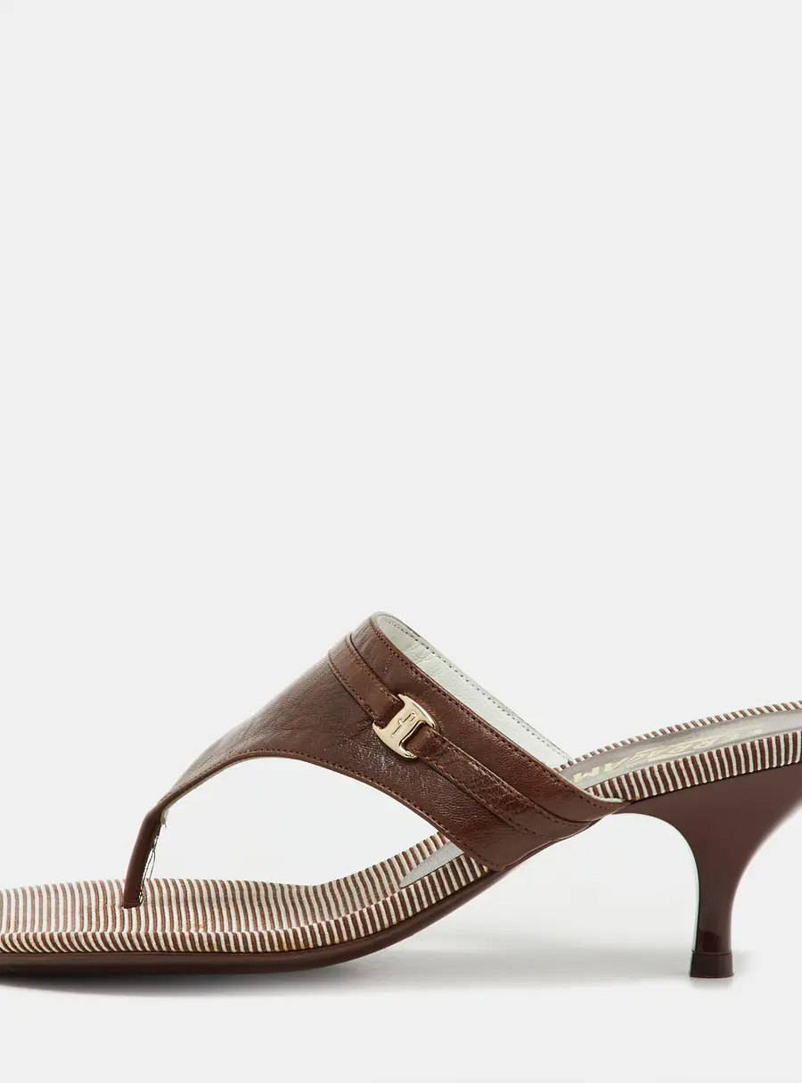 Salvatore Ferragamo Brown Leather Thong Sandals Size 38