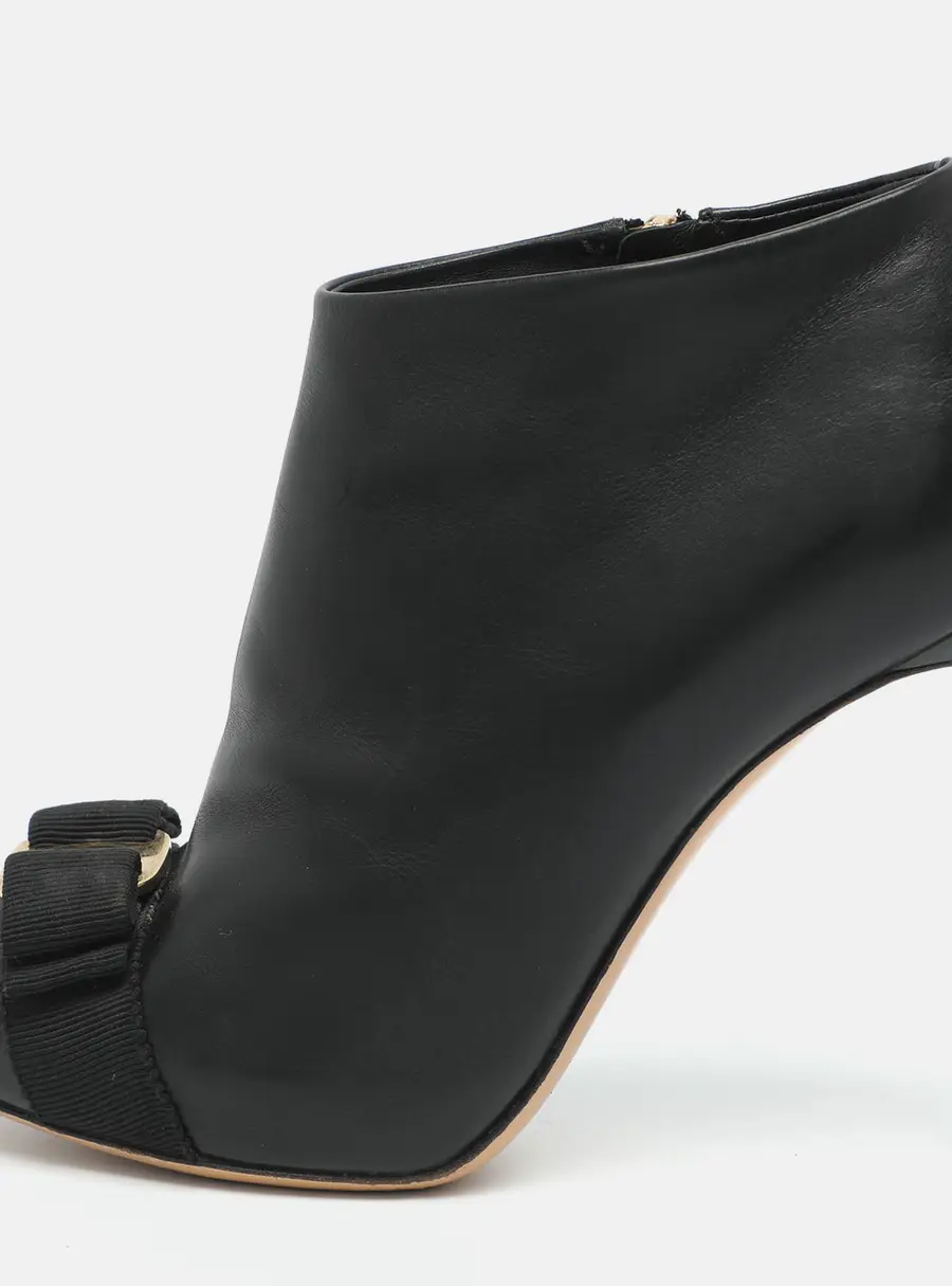 Salvatore Ferragamo Vara Bow Size 36.5 Black Leather Booties