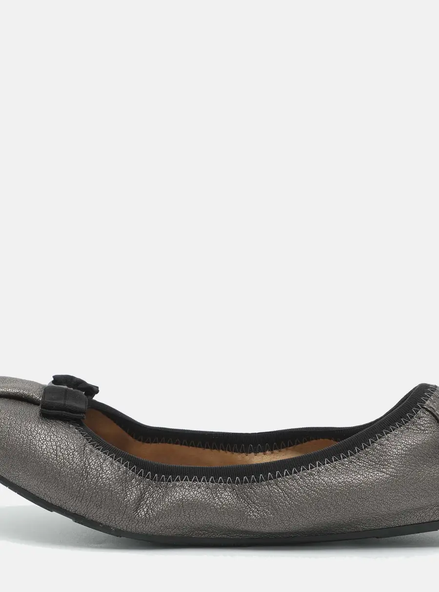 Salvatore Ferragamo My Joy Size 38.5 Grey Leather Ballet Flats