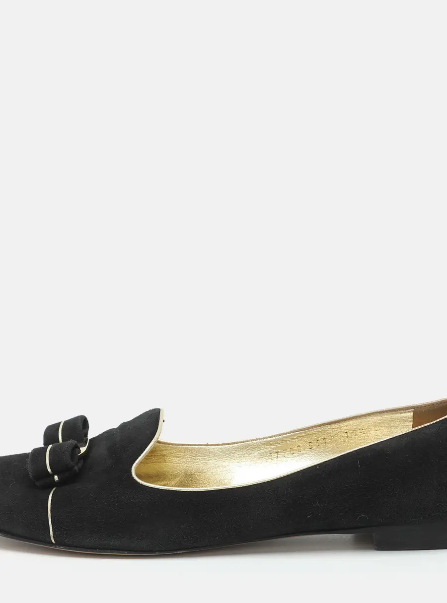 Salvatore Ferragamo Vara Bow Size 41 Black Suede Ballet Flats
