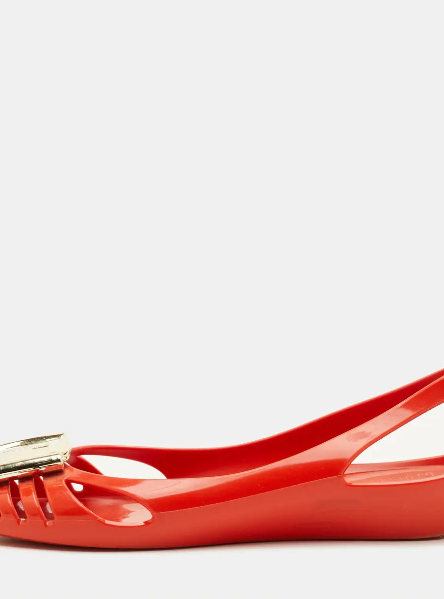 Salvatore Ferragamo Bermuda Size 35.5 Orange Jelly Ballet Flats