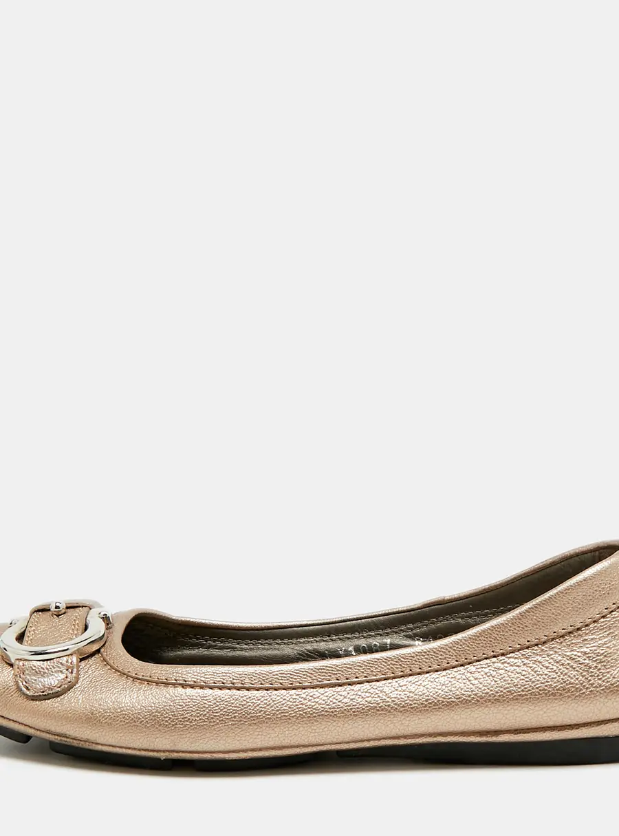Salvatore Ferragamo Gancini Size 35.5 Rose Gold Leather Ballet Flats