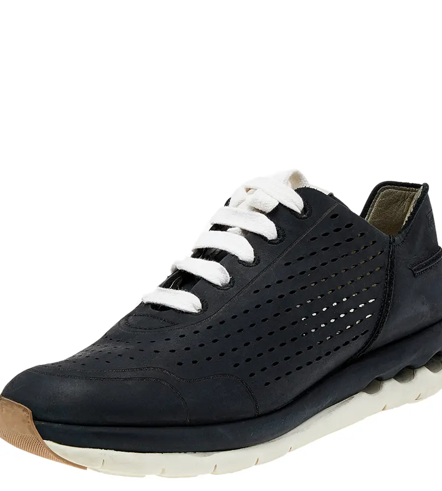 Salvatore Ferragamo Black Leather Low Top Sneakers Size 38