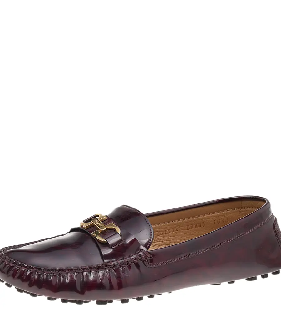 Salvatore Ferragamo Two Tone Patent Leather Gancini Bit Slip On Loafers Size 41