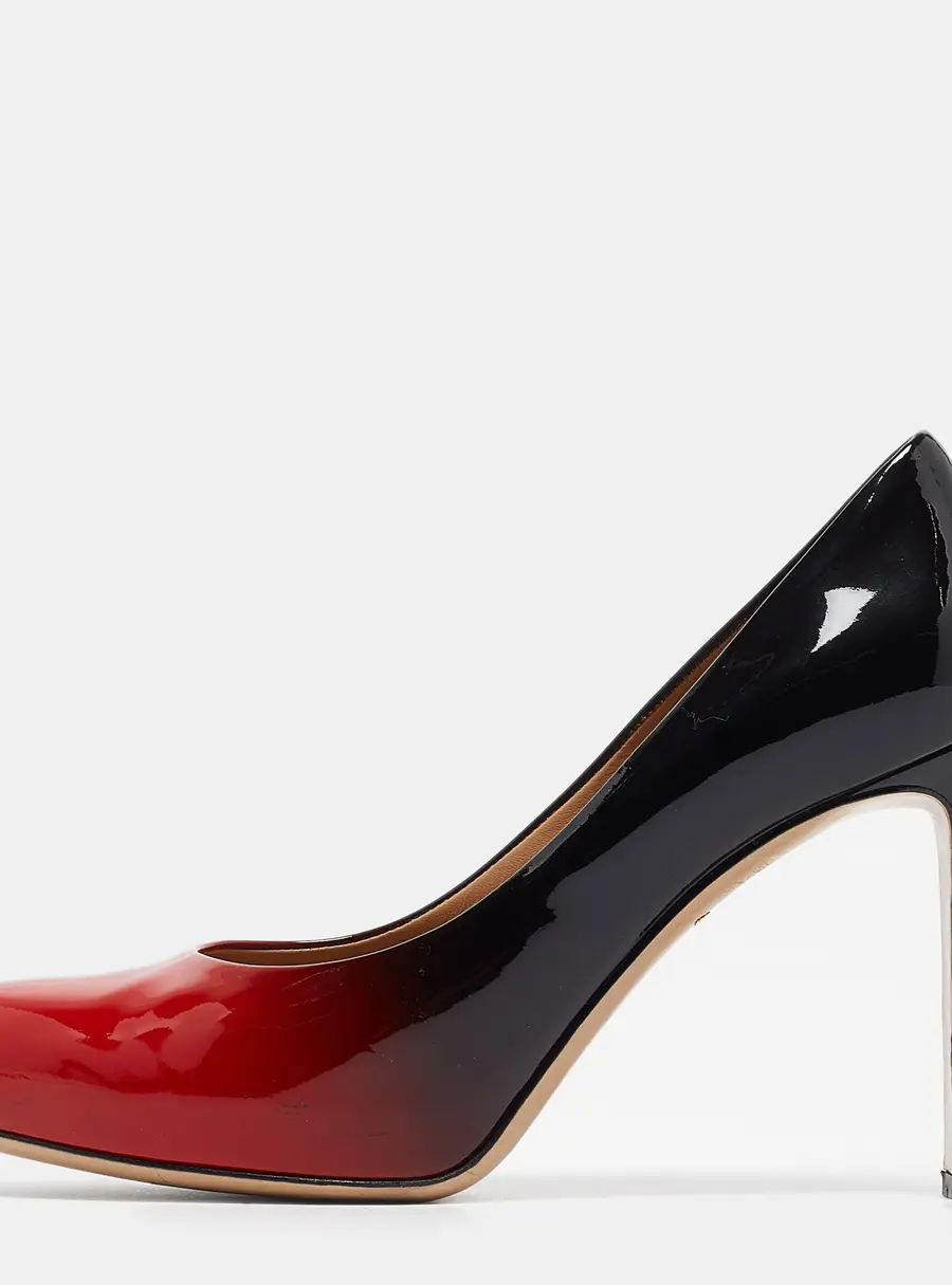 Salvatore Ferragamo Red/Black Ombre Patent Leather Platform Pumps Size 38
