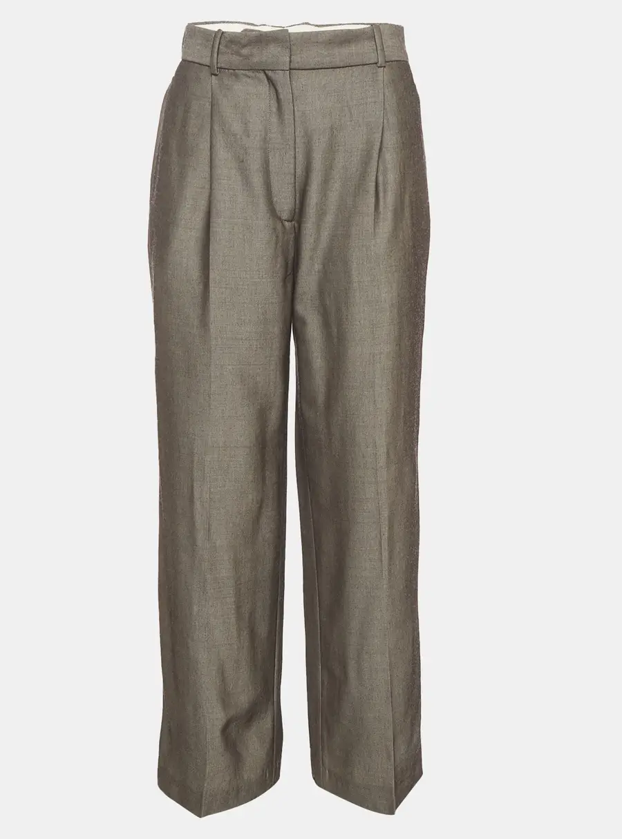 Sandro Grey Wool Blend Wide Leg Trousers M