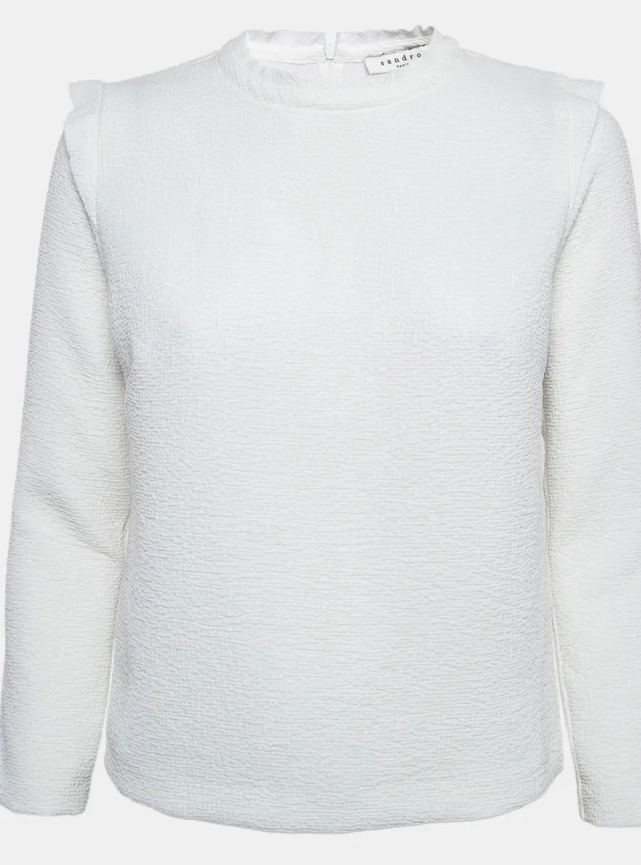 Sandro White Gauze Long Sleeve Top S