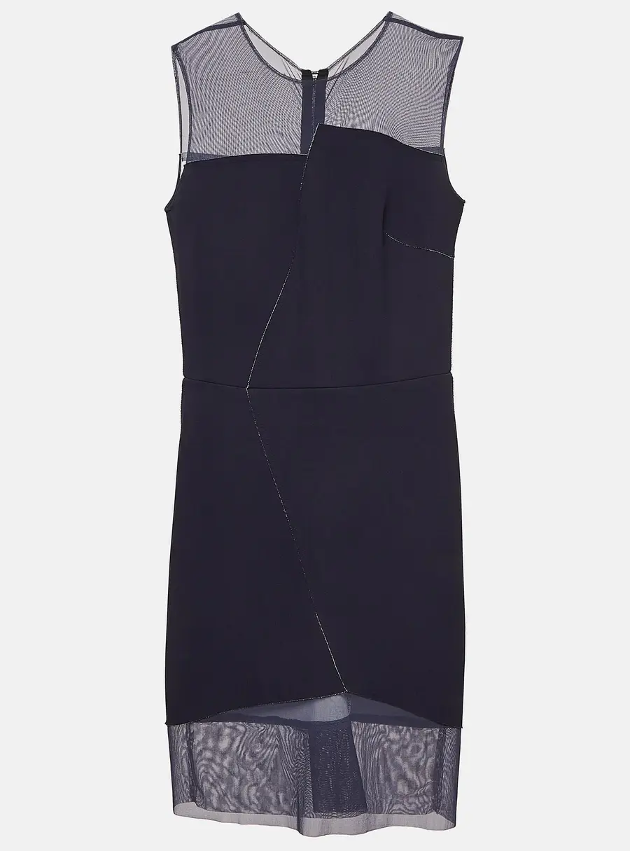 Sandro Navy Blue Crepe Sleeveless Sheath Dress S