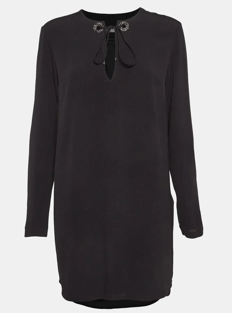 Sandro Black Black Crystal Embellished Crepe Tunic Dress L