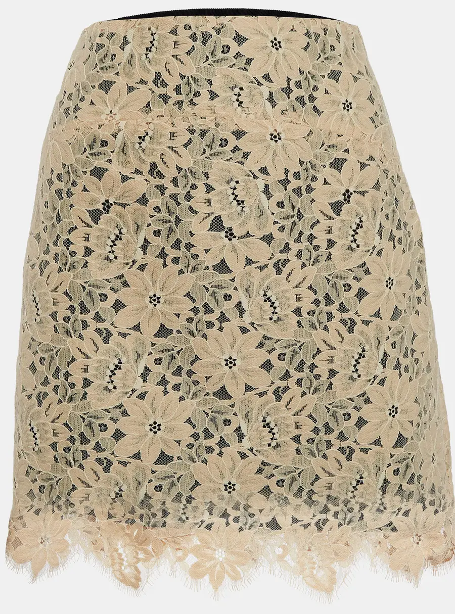 Sandro Beige Lace Knee Length Skirt L