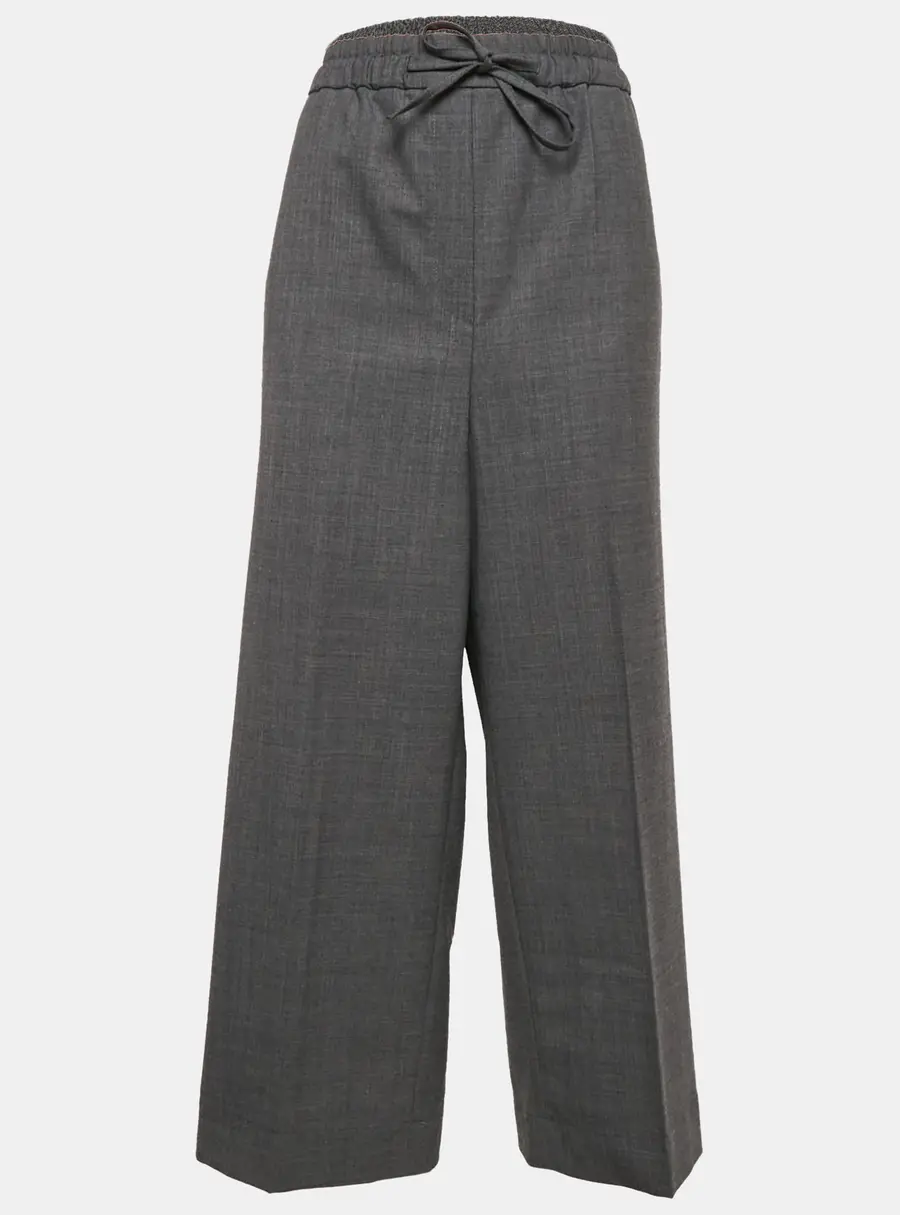 Sandro Grey Wool Blend Straight-Leg Trousers XL
