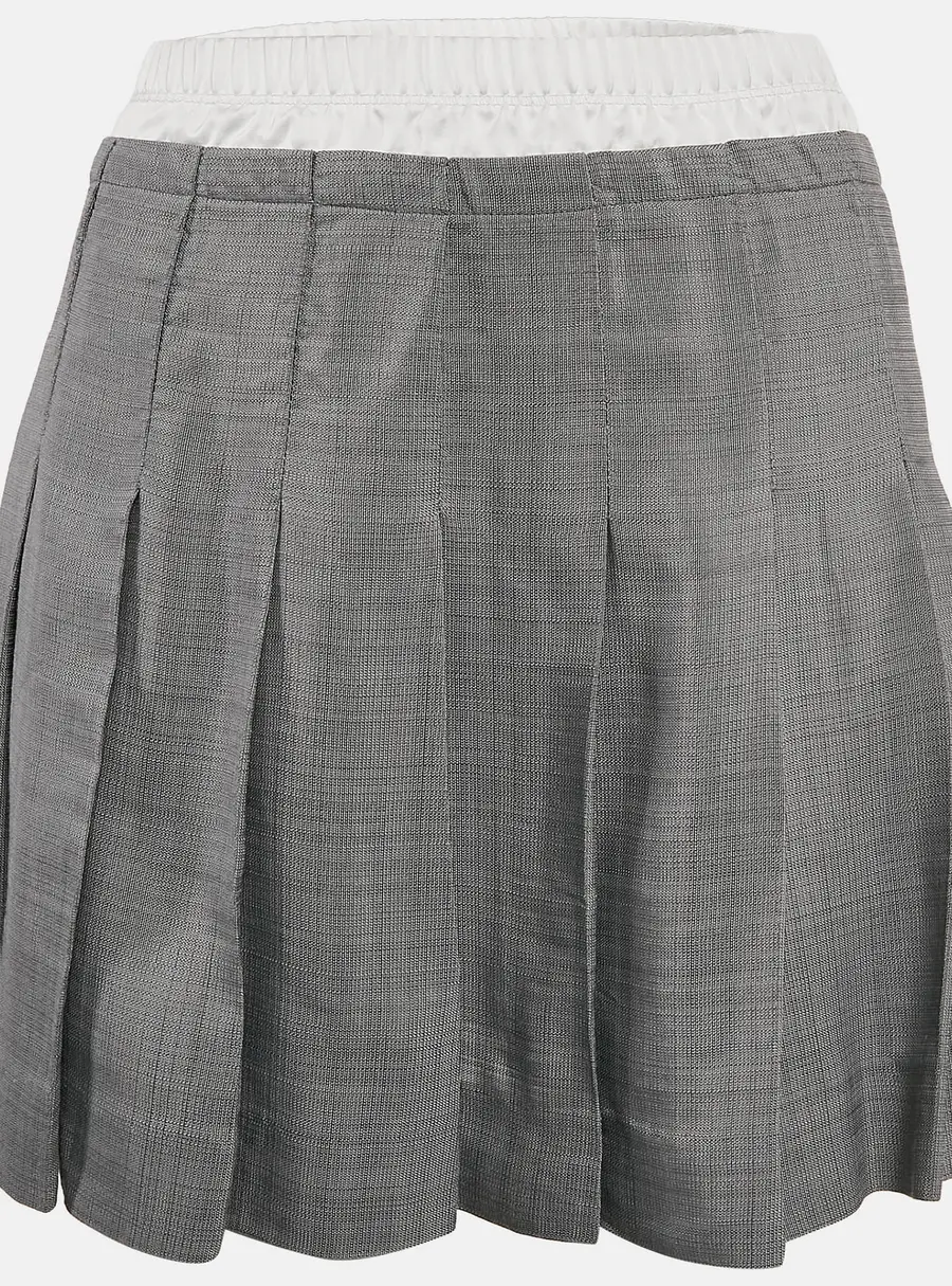 Sandro Grey Crepe Pleated Mini Skirt S