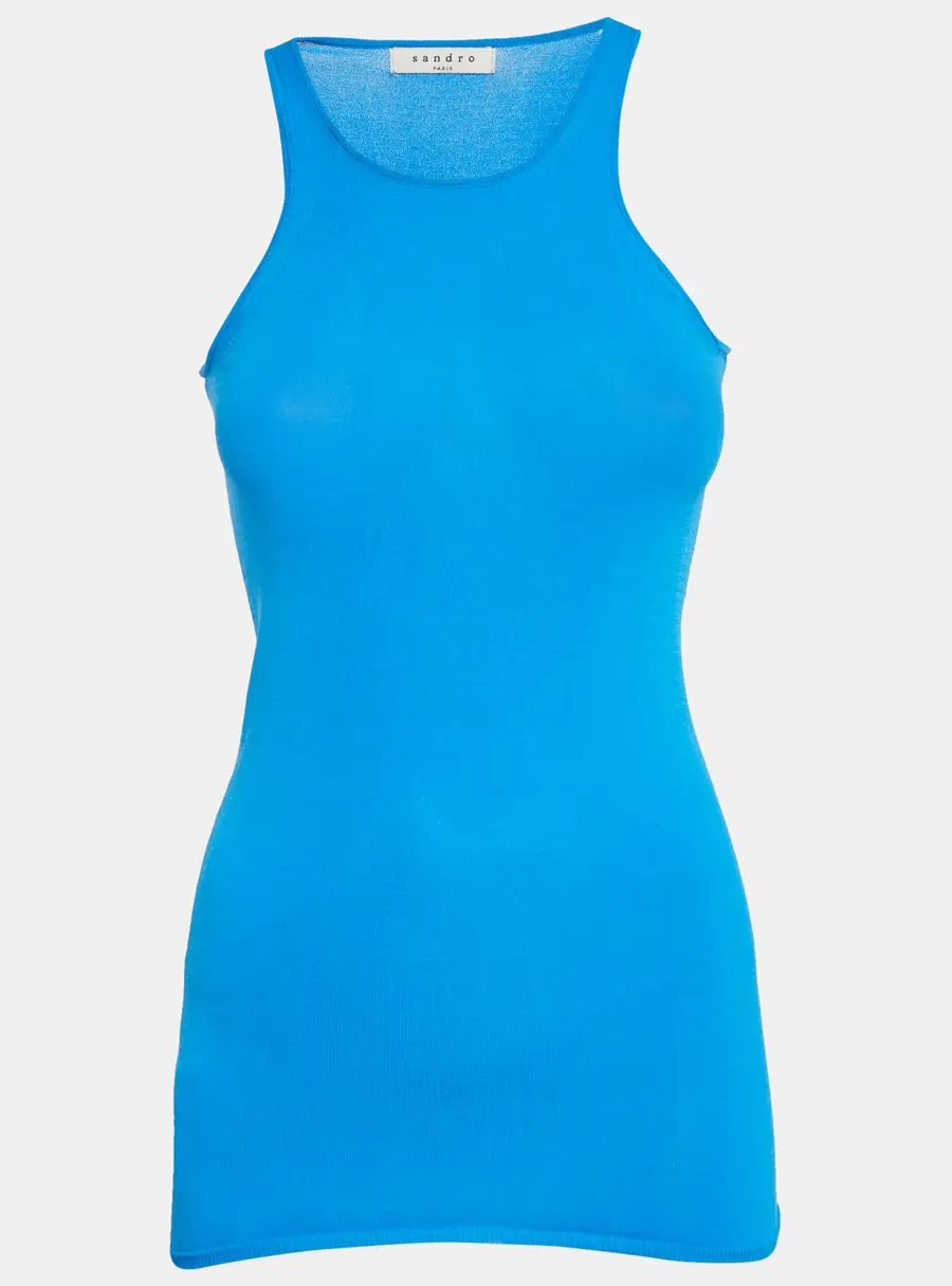 Sandro Blue Jersey Tank Top S
