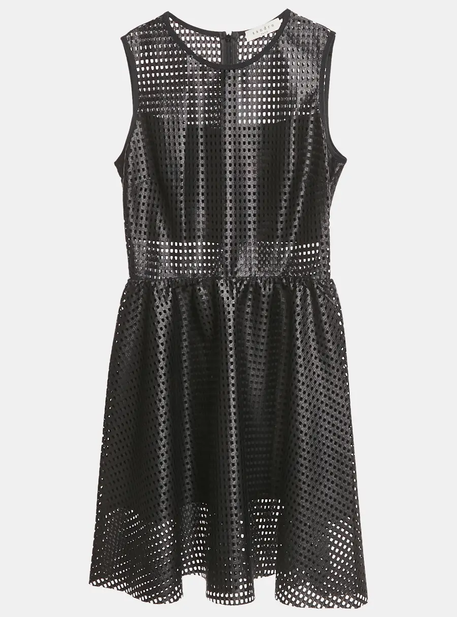 Sandro Black Lace Flared Sleeveless Mini Dress S