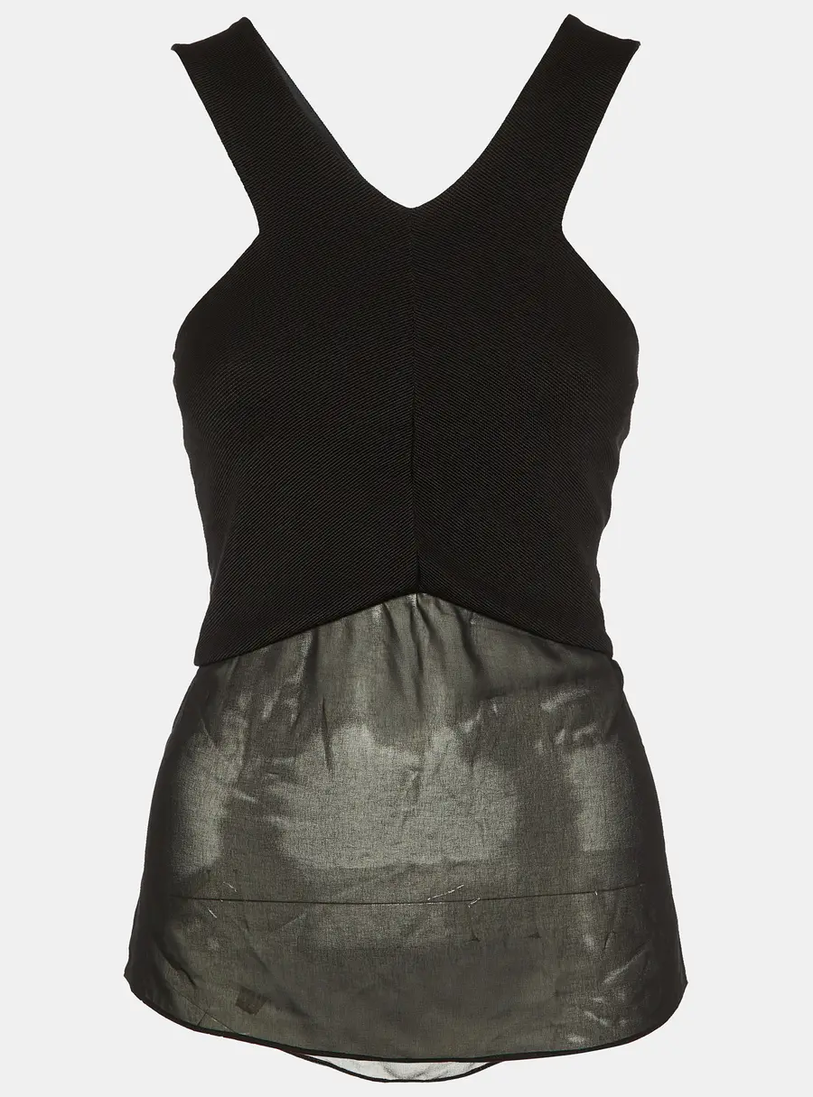 Sandro Black Knit & Chiffon Halter Neck Top S
