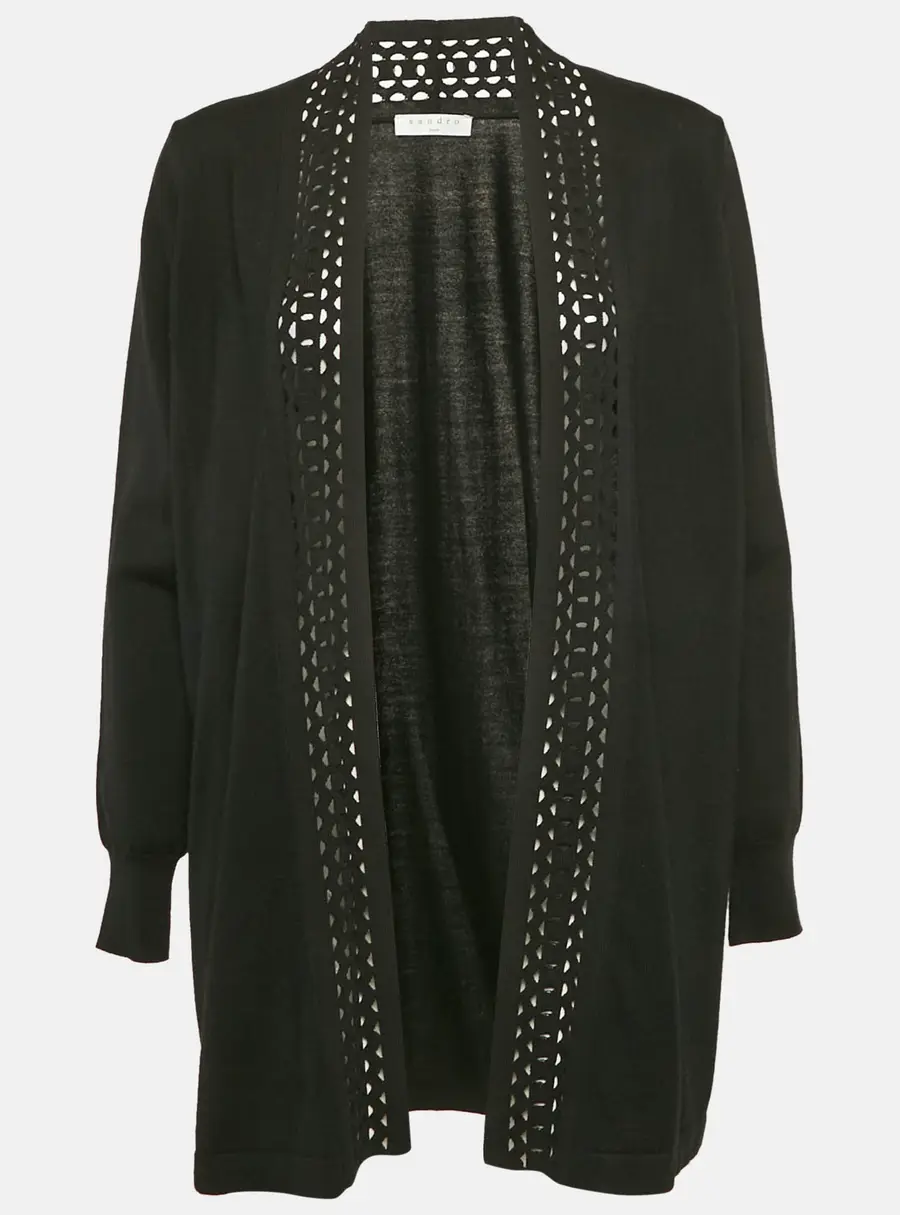 Sandro Black Wool Blend Open Front Cardigan M