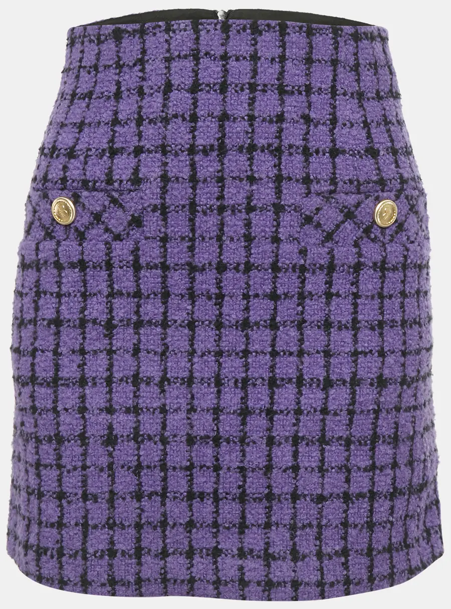 Sandro Purple Checkered Tweed Mini Skirt XS