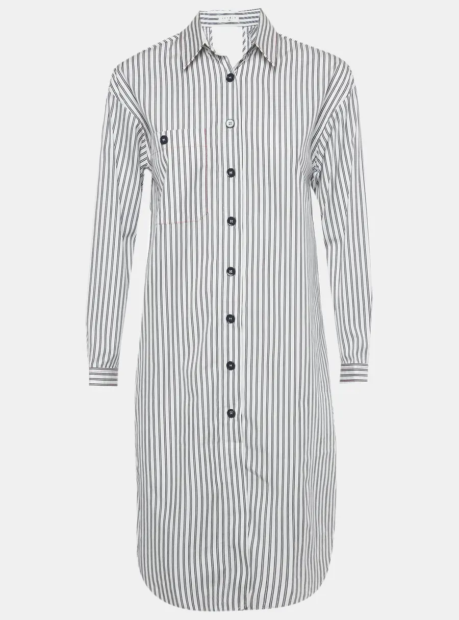 Sandro White Striped Cotton Backless Shirt Dress S