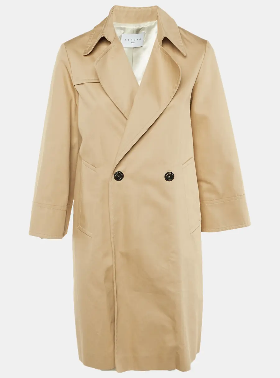 Sandro Beige Cotton Trench Coat S