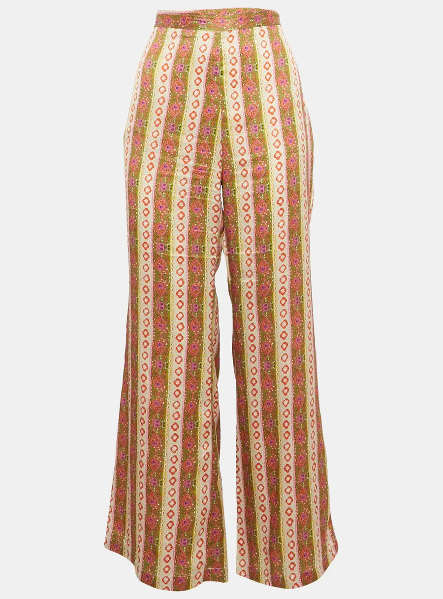 Sandro Multicolor Printed Crepe Flared Trousers L