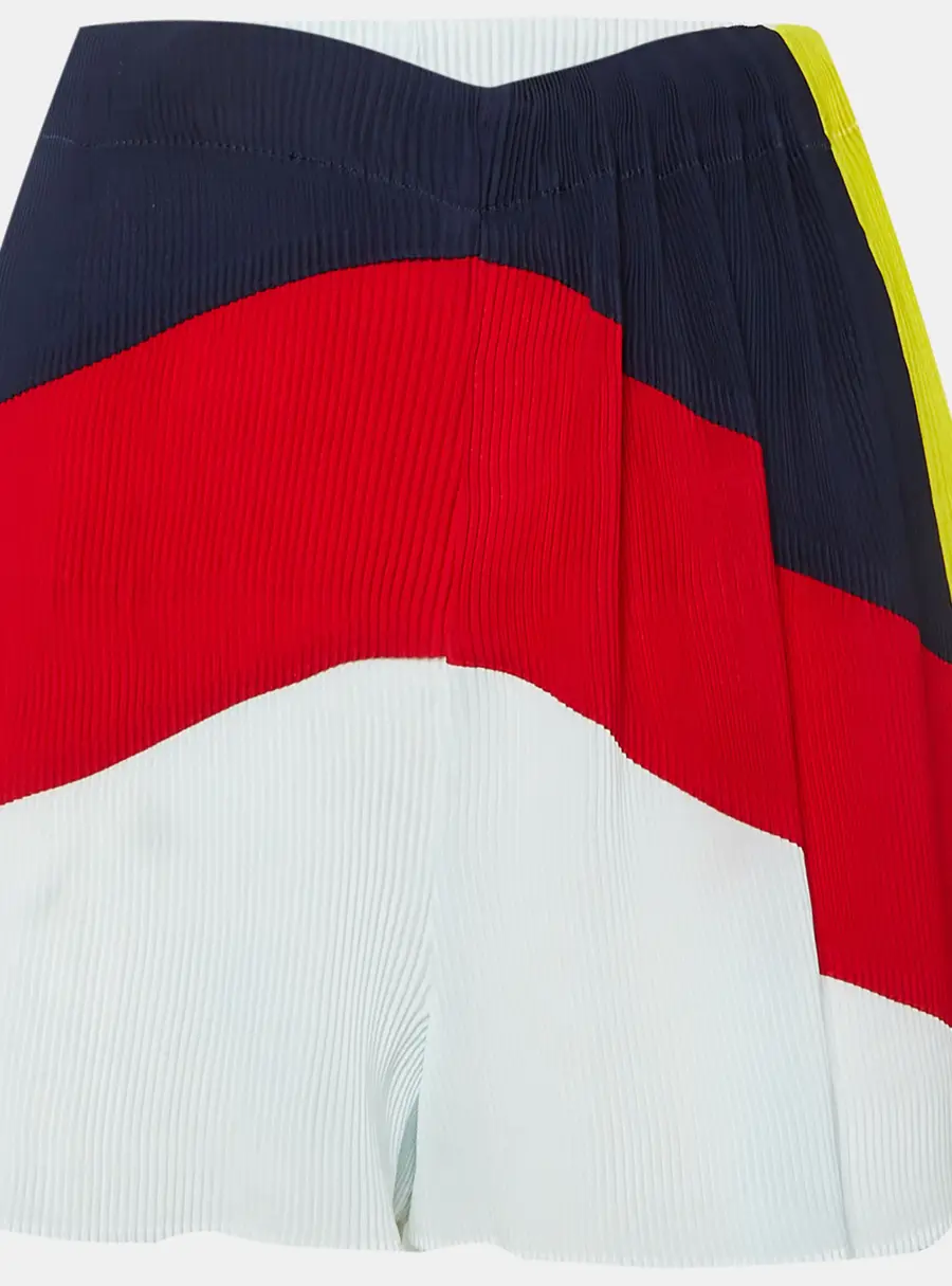 Sandro Blue Colorblock Plisse Runner Shorts L