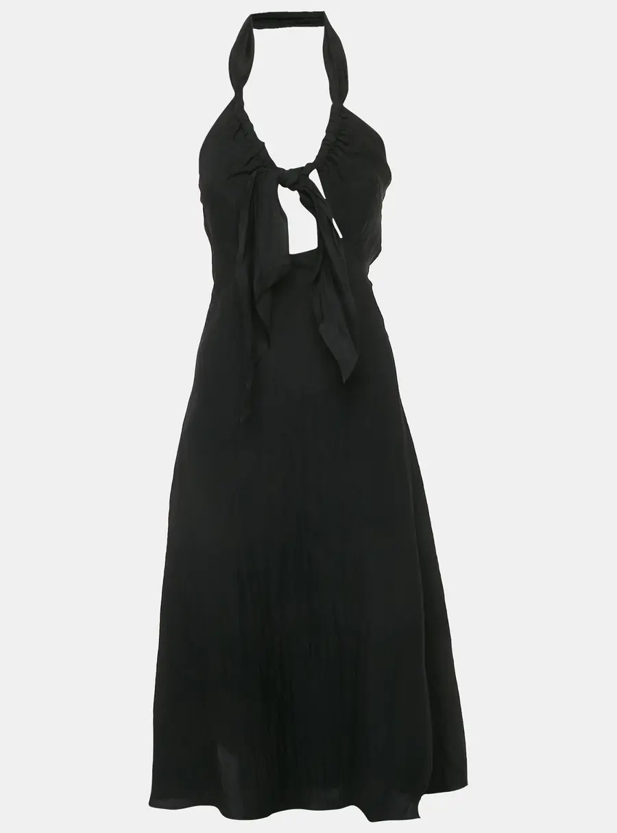 Sandro Black Crepe Tied Backless Dress S