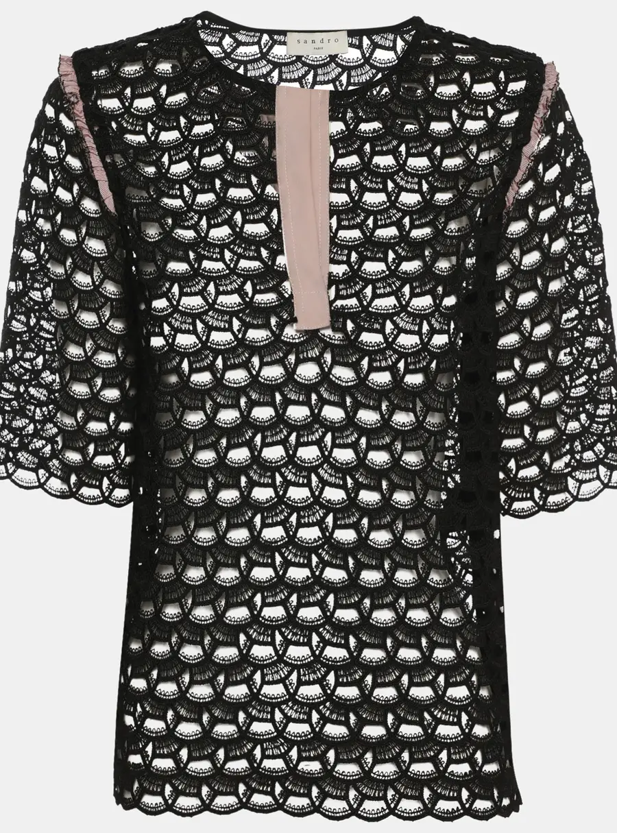 Sandro Black Sheer Top S