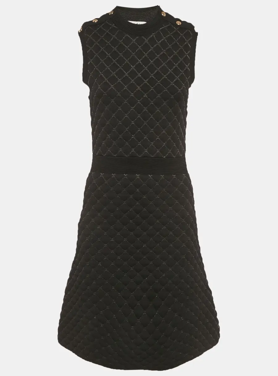 Sandro Black Nylon Quilted Mini Dress M
