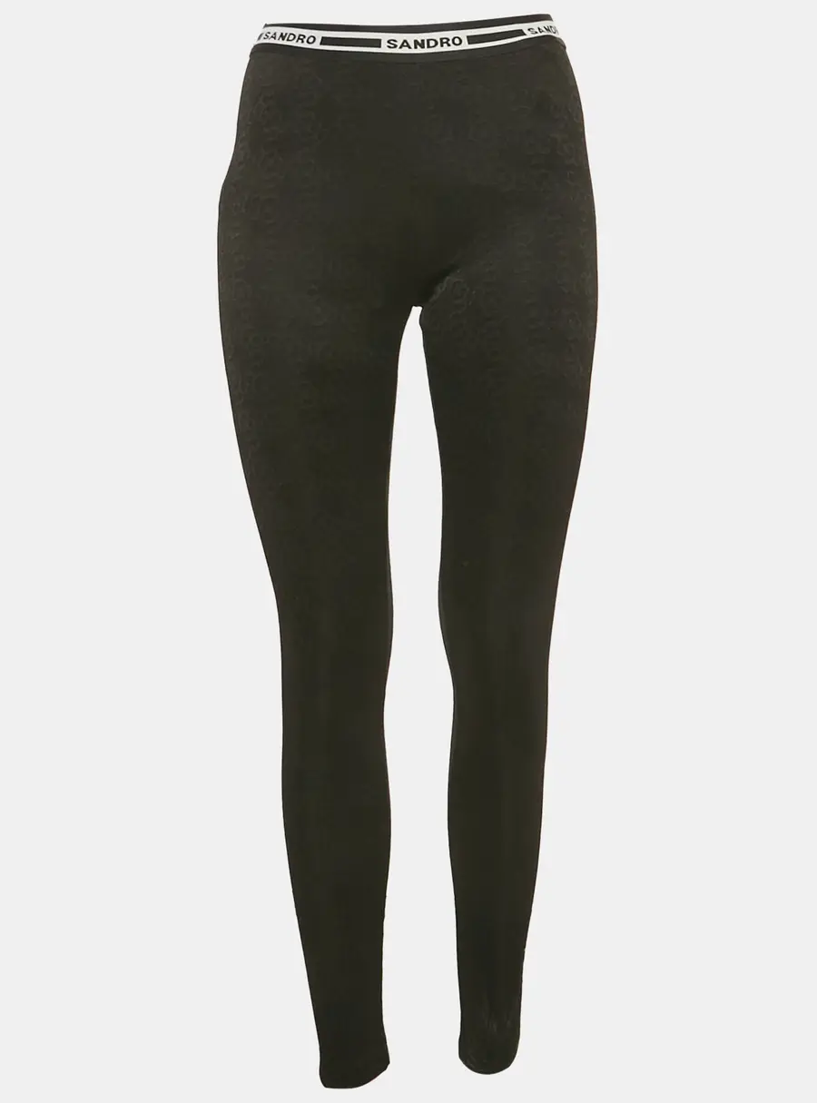 Sandro Black Monogram Jersey Leggings S