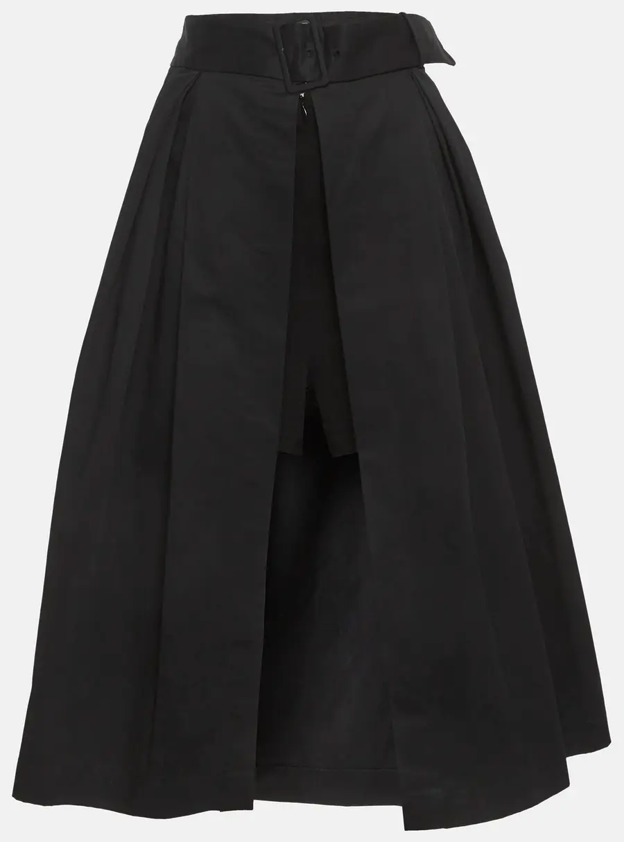 Sandro Black Twill Front Slit Overlay Skirt L