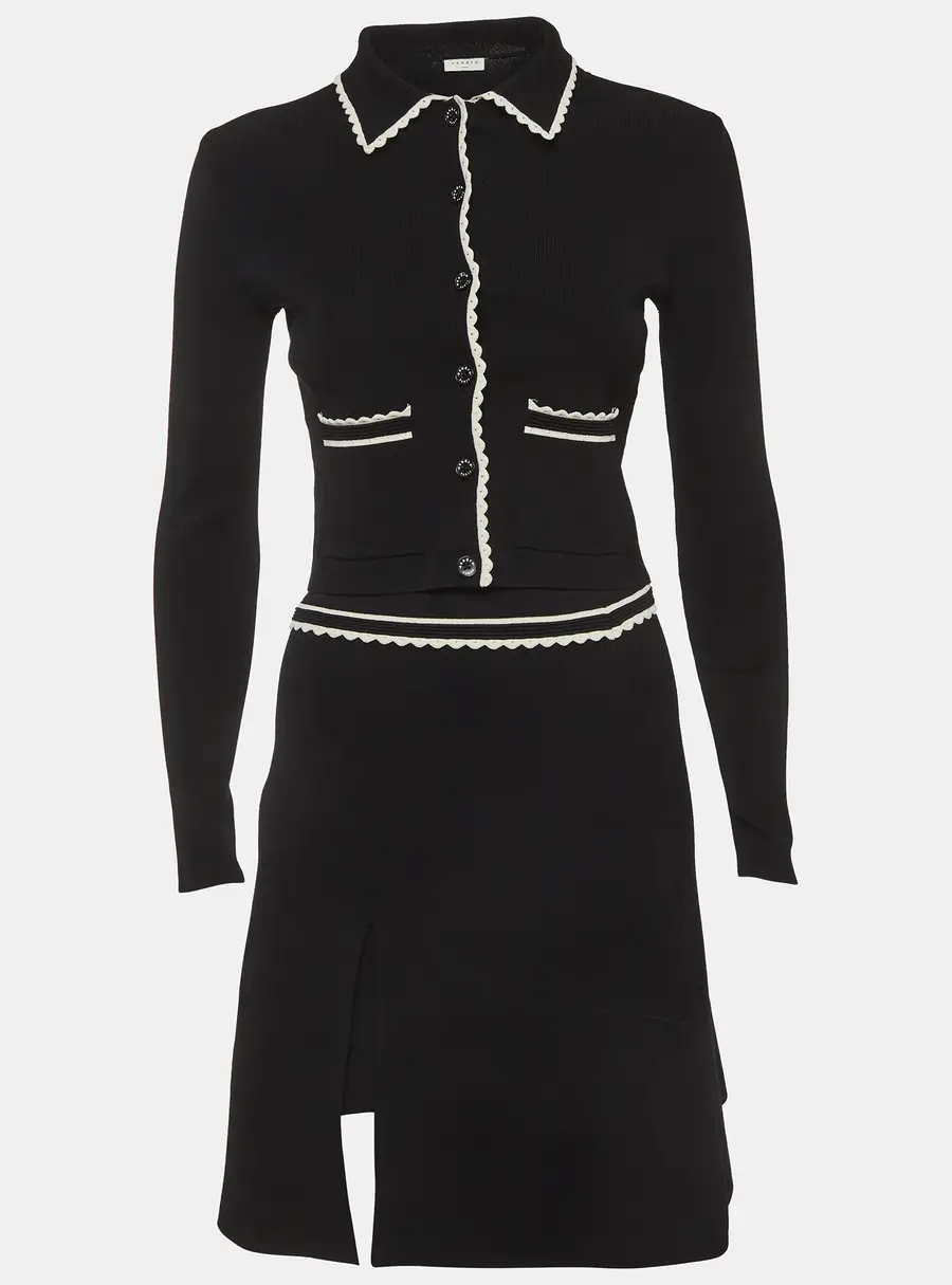 Sandro Black Stretch Knit Skirt and Top Set XS
