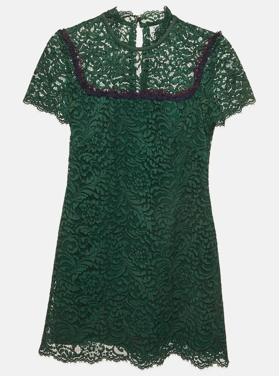 Sandro Green Cord Lace Mini Dress S