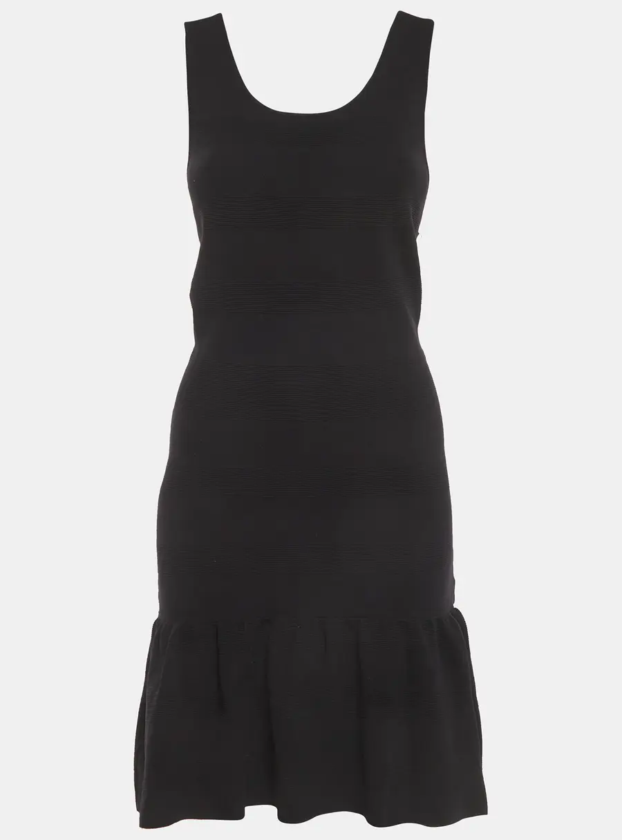 Sandro Black Jersey Knit Ruffle Hem Mini Dress M